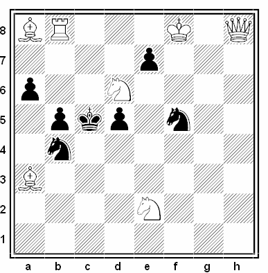 Problema de mate en 2 compuesto por Gyorgy Bakcsi (1º Premio, Dombovar - Mester Csoport, 1970)