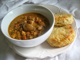 creamy lentil, barley and mushroom soup