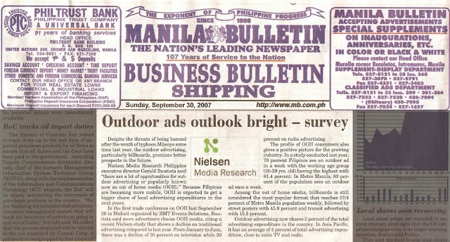 From the Manila Bulletin : Outdoor Ads Outlook Bright