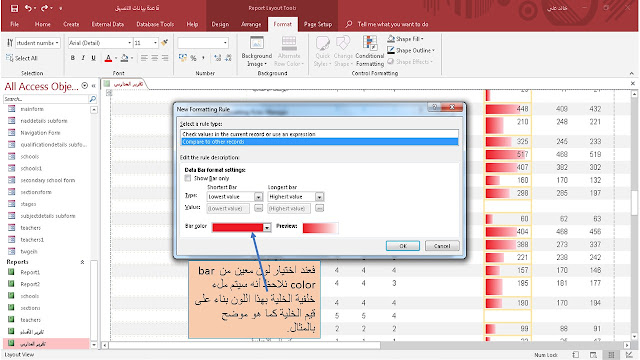 التنسيق الشرطي Conditional formatting في الاكسيس Ms access