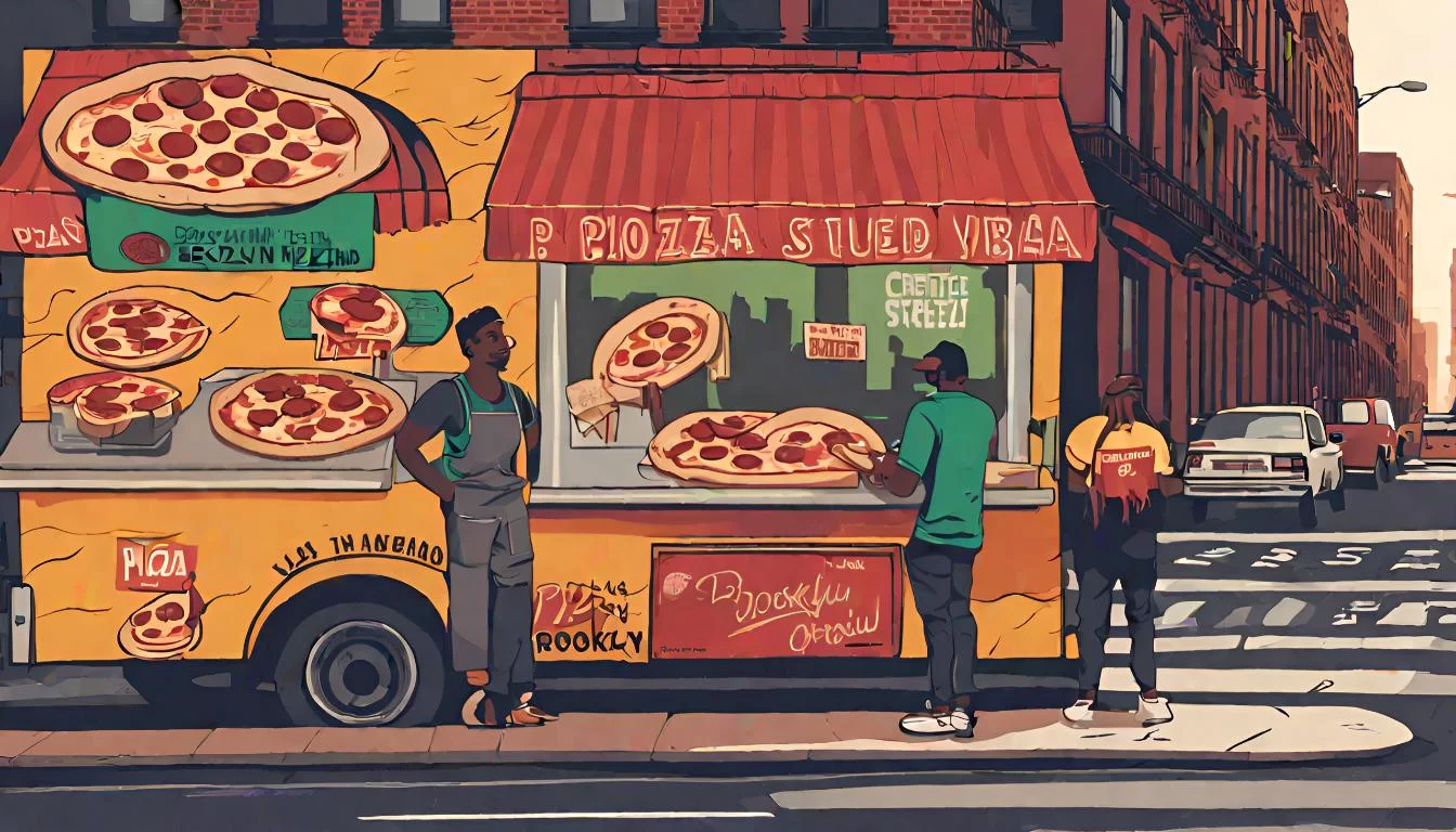 Brooklyn Street Vibe with Pizza Vendor