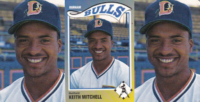 Keith Mitchell 1990 Durham Bulls card, Mitchell seen smiling