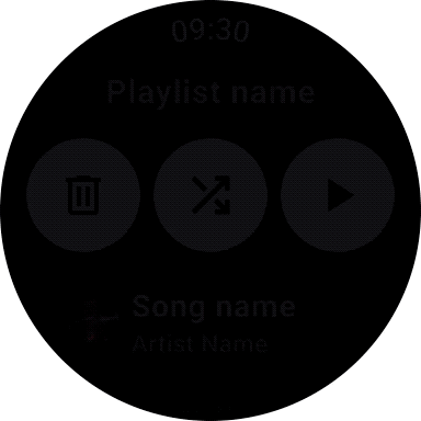GIF of watch face showing playlist options