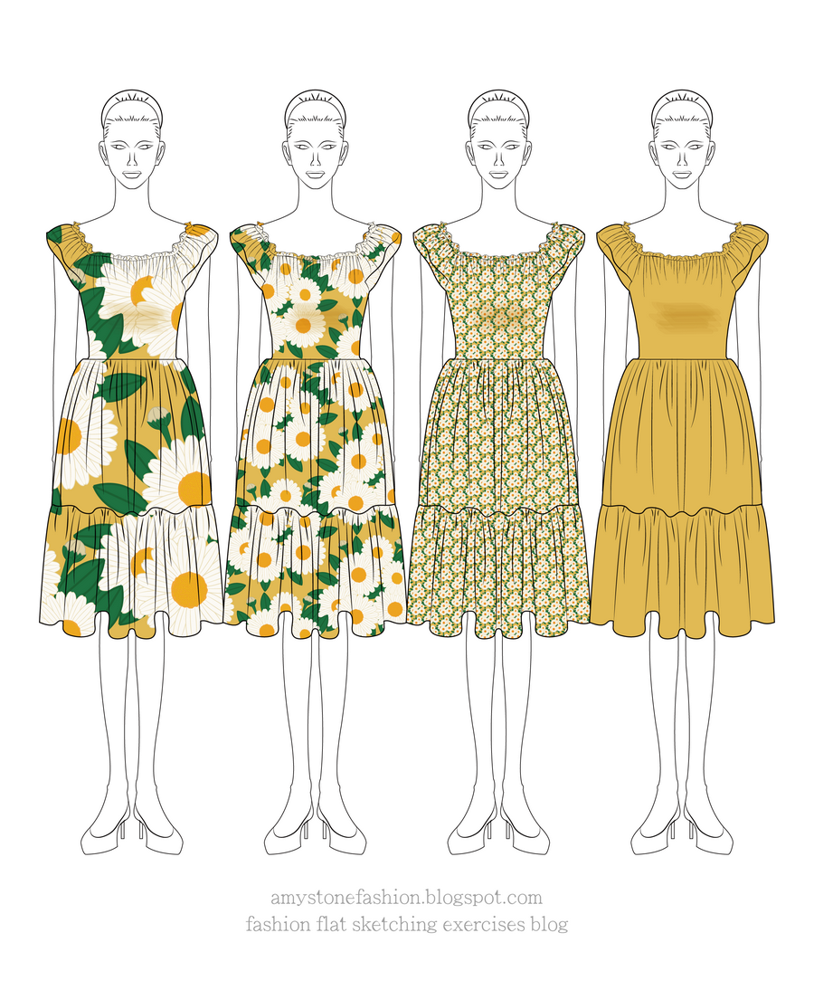 Daisies Print Dresses Drawing 5