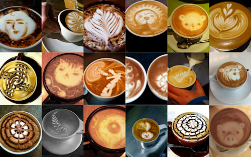 Figuras en el café capuchino art in the coffee