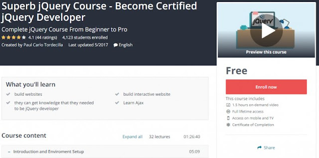 [100% Free] Superb jQuery Course - Become Certified jQuery Developer