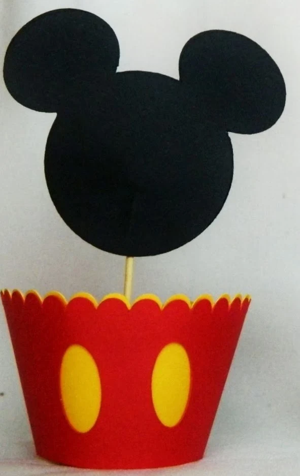 Mickey Mouse Free Printable Hats and Cupcake Wrappers and Toppers.