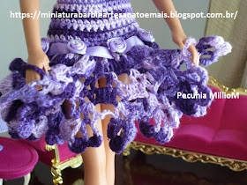 Vestidinho de Croche Com Pontas de Flores Para Barbie Por Pecunia MillioM 8