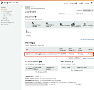 Cara Mendaftarkan Blog ke Bingwebmaster Tool