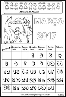 Calendário de 2017 para colorir