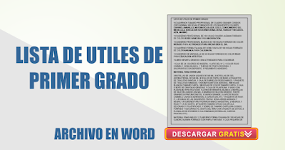 LISTA DE UTILES DE PRIMER GRADO