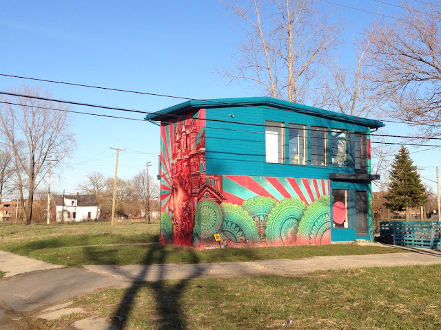 2126 Pierce cinder block mural covered house in Detroit