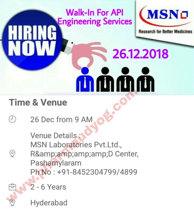 MSN Labs | Walk-In for Engineering Services | 26th December 2018 | Hyderabad