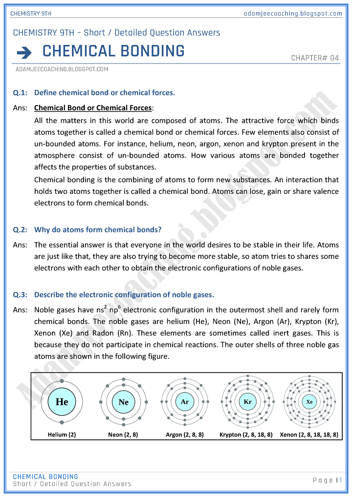 chemical-bonding-short-and-detailed-question-answers-chemistry-9th