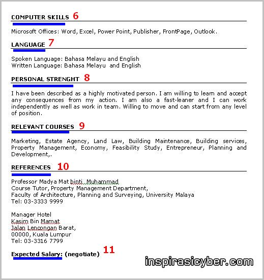 Contoh Resume Cover Letter