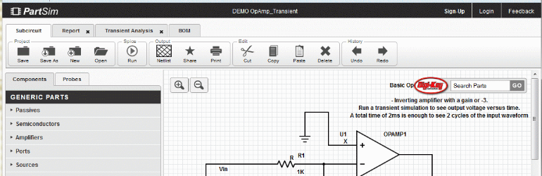 PartSim - Simulador de circuitos eletrônicos gratuito.