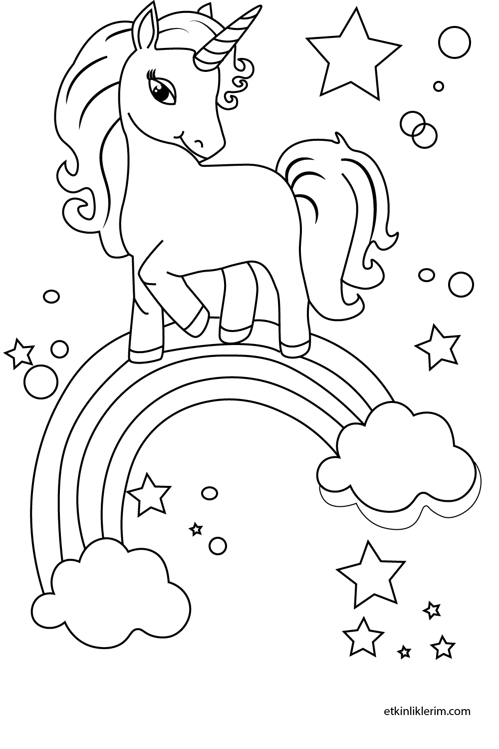 okul öncesi ilk hafta unicorn resmi boyama sayfası