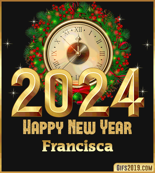 Gif wishes Happy New Year 2024 Francisca