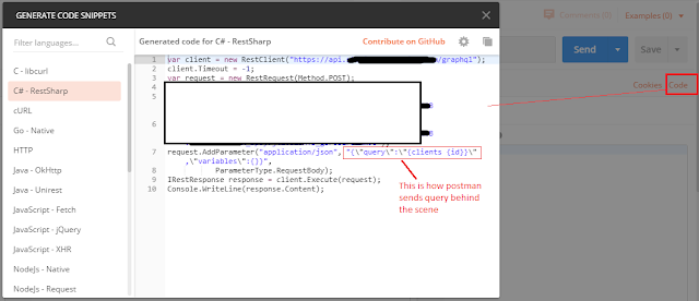 postman code view