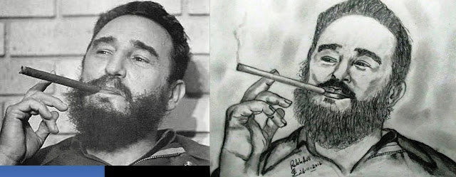 PENCIL DRAWING - FIDEL CASTRO 