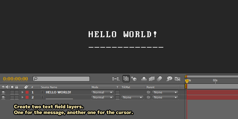 AfterEffects Old Console Text With Blinking Cursor
