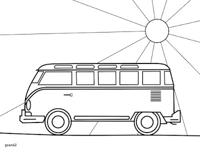 gvan42 - VW Bus on a Sunny Day - Free Coloring Book by gvan42