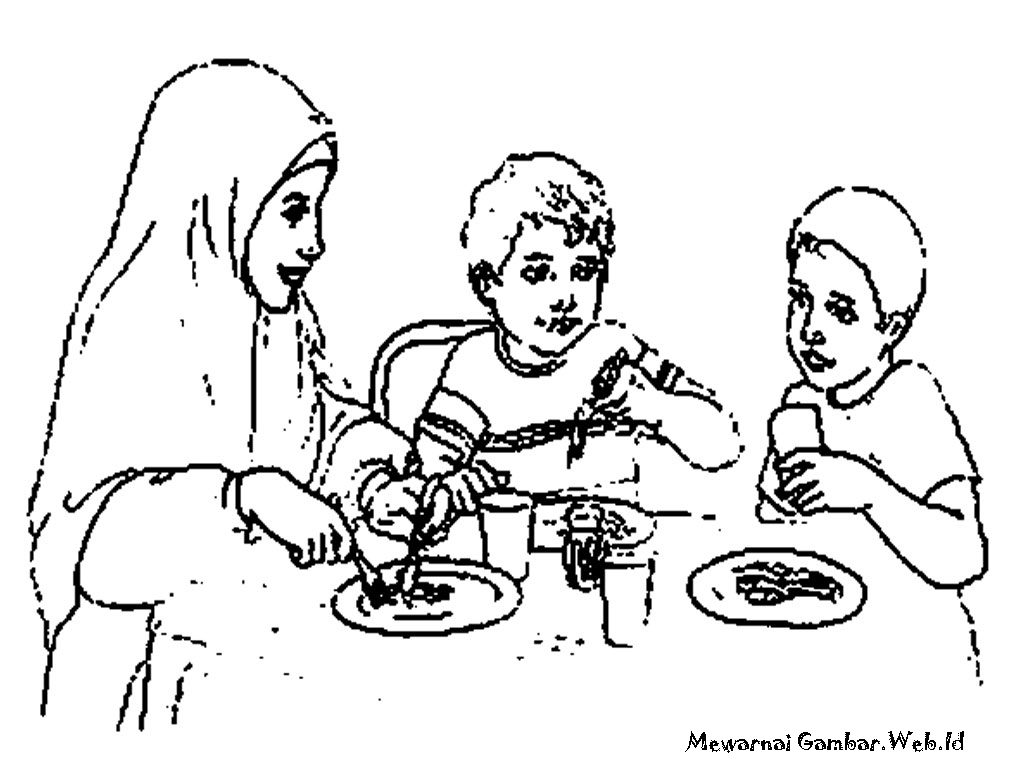  188 Sketsa Gambar  Kartun Sedang Makan  Dan Minum Gudangsket