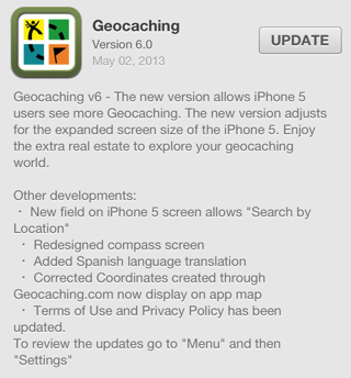 Geocaching version 6.0 ios