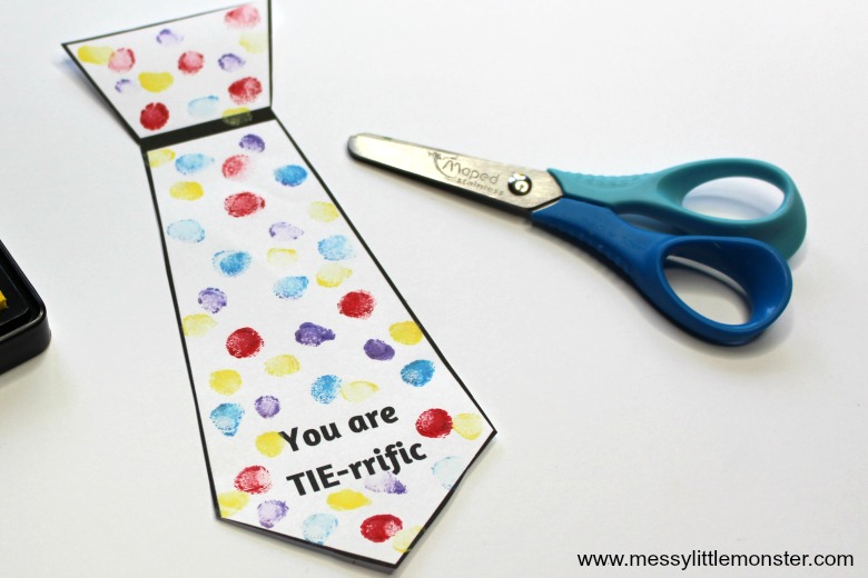 father s day tie card with free printable tie template messy little monster