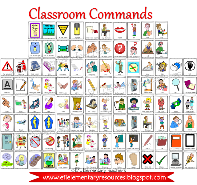 Classroom Commands flashcards printables