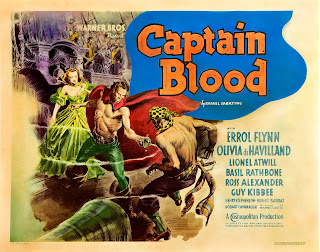 CAPTAIN BLOOD. Cartelera Half Sheet: 71 x 56 cms. Estados Unidos. Ilustración: Alex Raymond. EL CAPITÁN BLOOD. Captain Blood. 1935. Estados Unidos. Dirección: Michael Curtiz. Reparto: Errol Flynn, Olivia de Havilland, Lionel Atwill, Basil Rathbone, Ross Alexander, Guy Kibbee, Henry Stephenson, Robert Barrat, Hobart Cavanaugh.