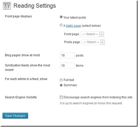 READING SETTINGS