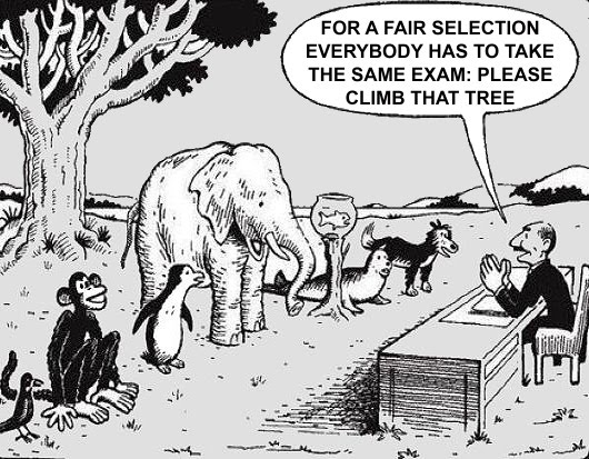 humor grafico examen en la selva en condiciones iguales