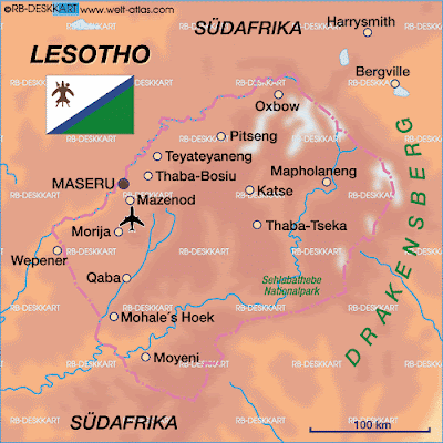 Mapamundi Mapa de Lesotho África