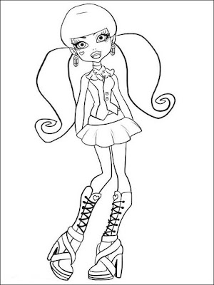 gambar kartun monster high hitam putih