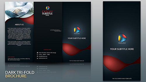 Design Dark Tri Fold Brochure Cover Photoshop Tutorial