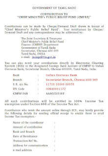 Chief Minister's Public Relief Fund (CMPRF) details for efiling (under sec 80G) Income Tax!!