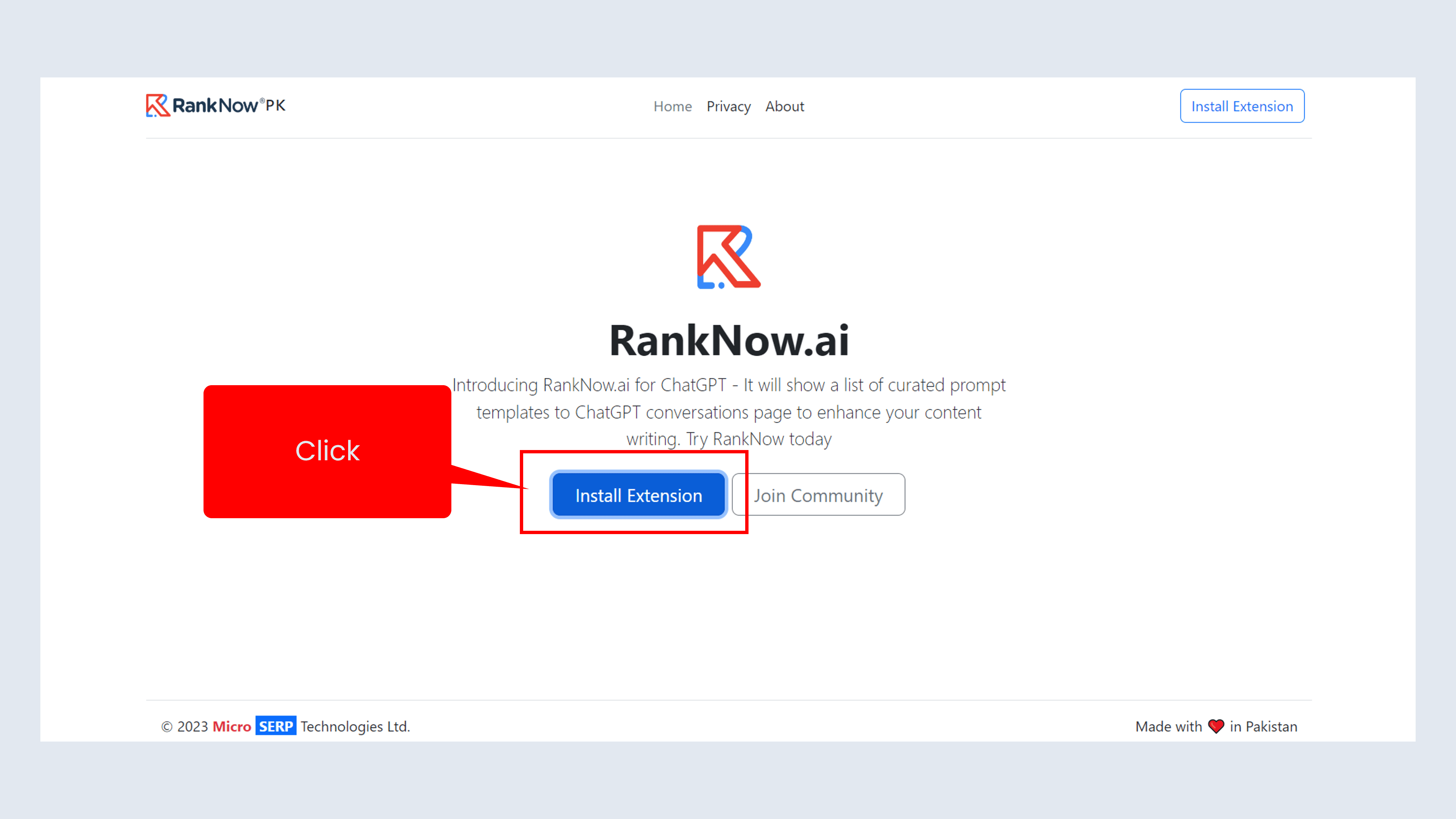 ranknow extension homepage