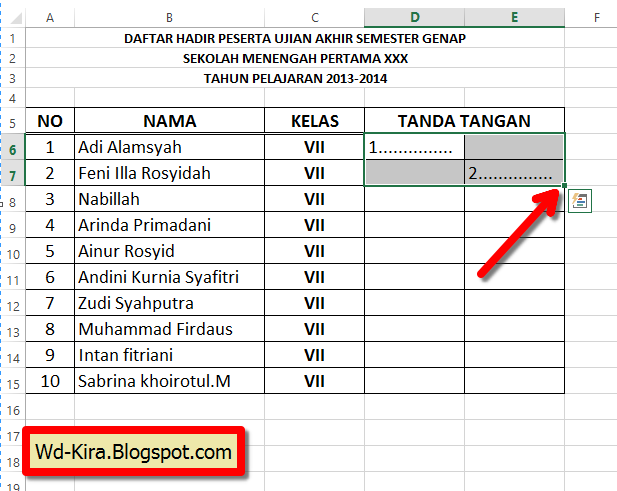 Cara Cepat membuat Tanda tangan dua kolom Pada Excel  WD-Kira