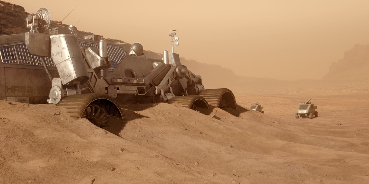 Half-buried mobile base on Mars in season 3 of 'For All Mankind' TV series