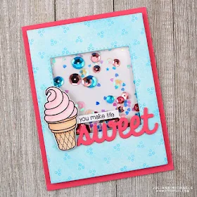 Sunny Studio Stamps: Sweet Shoppe Ice Cream Cone Shaker Card by Juliana Michaels