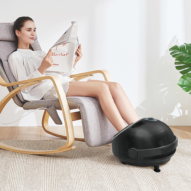 Woman enjoying using a Foot Massager