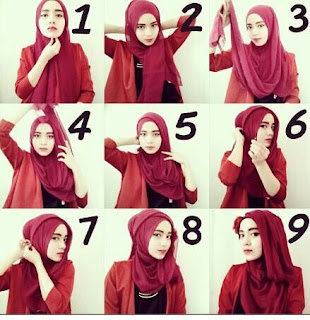 Tutorial memakai jilbab pashmina sifon polos