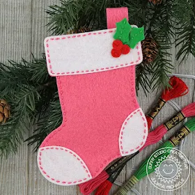 Sunny Studio Stamps: Santa's Stocking Dies Fancy Frames Felt Stitched Christmas Ornaments by Juliana Michaels