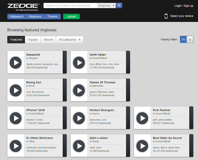Zedge: una buena página para descargar ringtones gratis