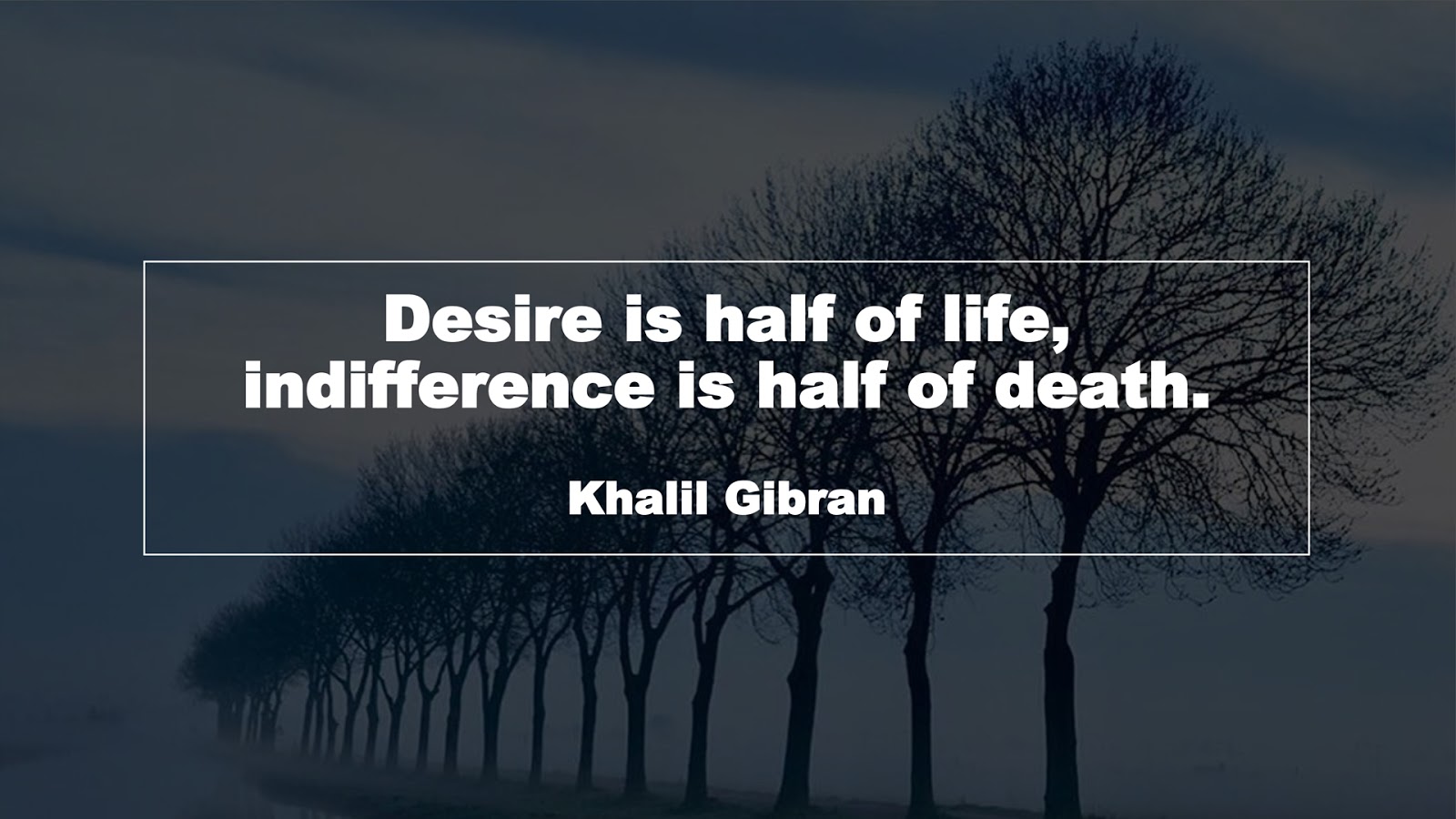 Desire is half of life, indifference is half of death. (Khalil Gibran)