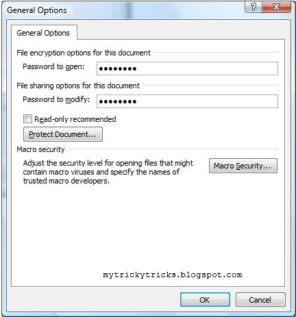 Protect your Word Document with a Password, password for word, password for document