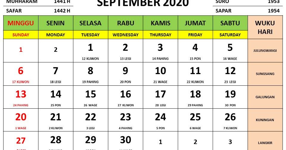 Terbaru 27 Kalender  Jawa  Bulan  September  2021 