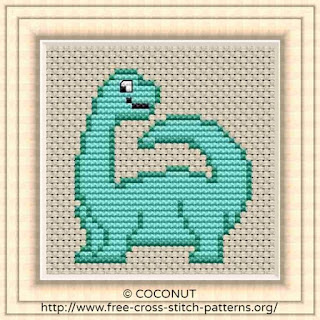 Dinosaur Brachiosaurus, Free and easy printable cross stitch pattern