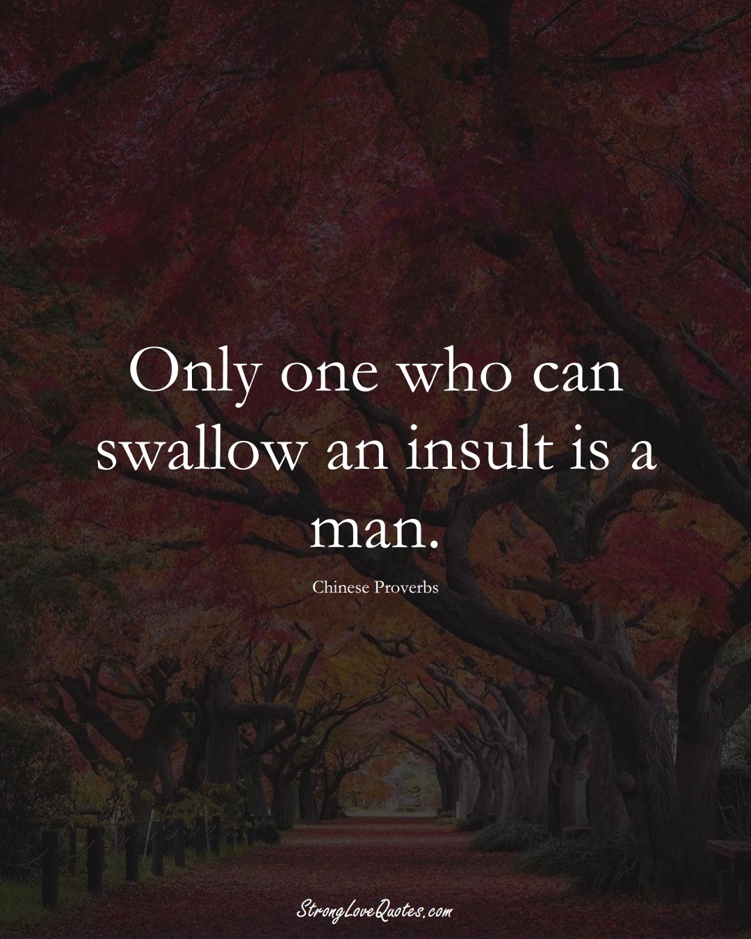 Only one who can swallow an insult is a man. (Chinese Sayings);  #AsianSayings